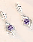 925 Sterling Silver and Zirconia Inlaid Floral Earrings